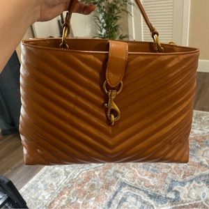 Rebecca Minkoff Edie Lrg Top Handle Satchel Crossbody Bag CARAMELLO BROWN